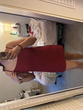 REVOLVE Wine Red Knit Mini Slip Dress